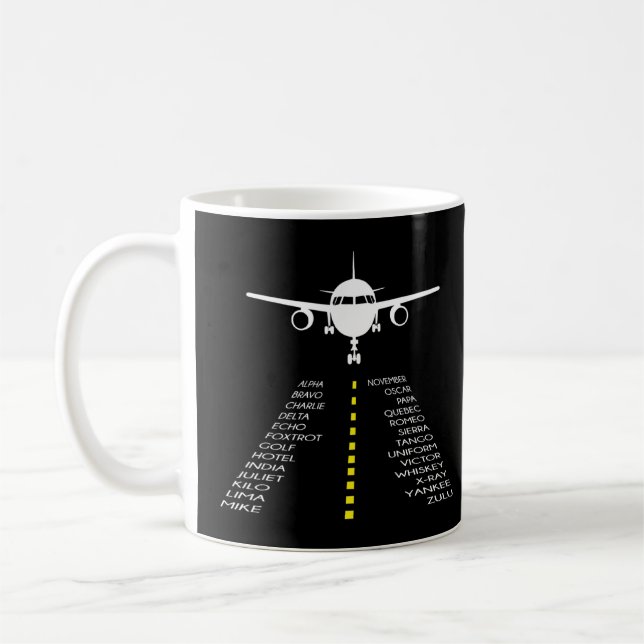 Piloter Flygplan för fonetisk pilot Alphabet Flyer Kaffemugg (Vänster)