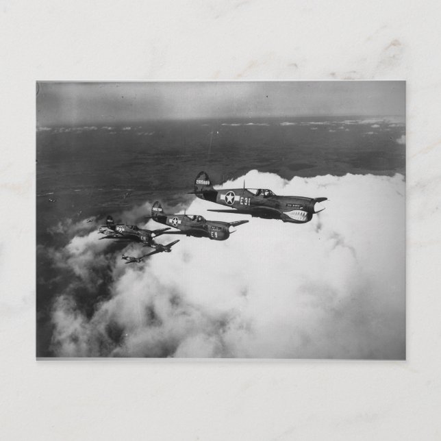 Piloter från negro i Shark-NLD P-40 Fighter Aircra Vykort (Framsida)