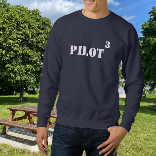 Pilotfamilj på 3 Coola Minimalistiska Flygplanssak Lång Ärmad Tröja