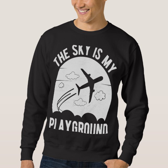 Pilotflyg Flygplan flyg Himlar är min leksak Lång Ärmad Tröja (Framsida)
