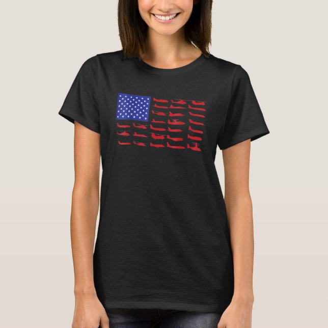 Pilotflygplan Amerikanska Flagga Flygplan T Shirt (Framsida)