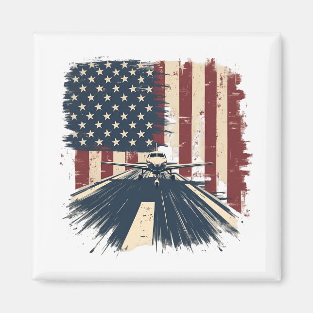 Pilotflygplan Amerikanska Flagga-flygplanet Magnet (Framsidan)
