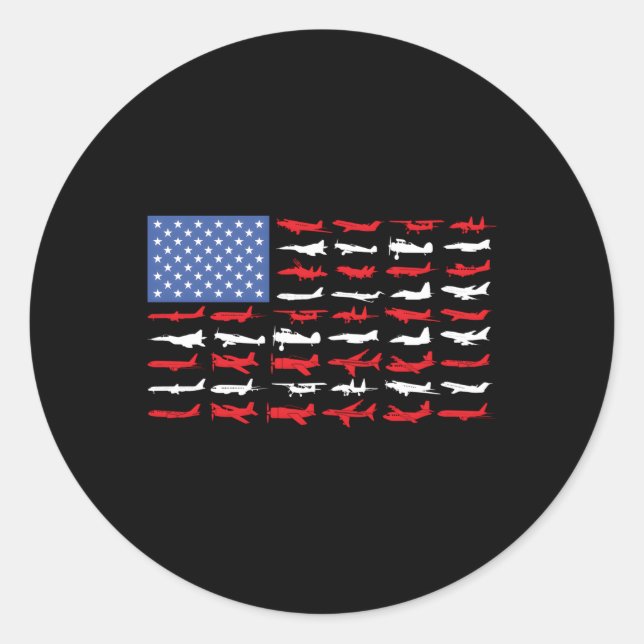 Pilotflygplan Amerikanska Flagga-flygplanet Runt Klistermärke (Framsida)