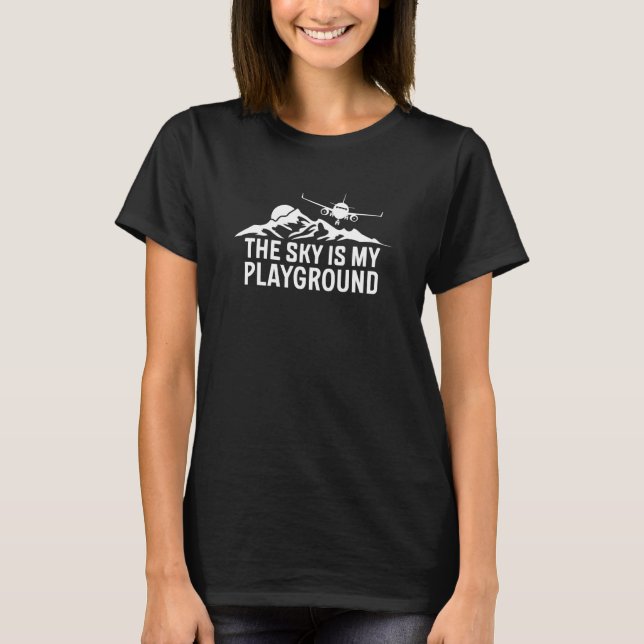 Pilotflygplan Flygplan Aviation Himlar är min spel T Shirt (Framsida)