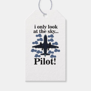 Pilotflygplan - jag tittar bara på Himmel-piloten Presentetikett