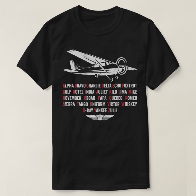 Pilotfonetisk alfabet C172 Flygplan T Shirt (Design framsida)