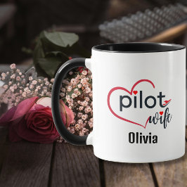 Pilotfrus hjärta flygplan romantisk anpassad födel mugg