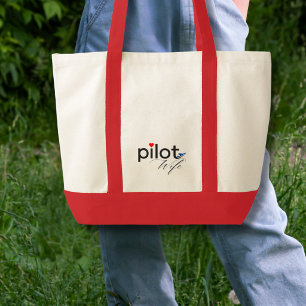 Pilotfrus manus rött hjärta blått flygplan Enkelt Tygkasse