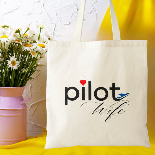 Pilotfrus typografi & Flygplan Enkel,Minimalistisk Tygkasse