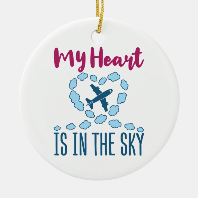 Pilothustru mitt hjärta är i Himlar Julgransprydnad Keramik (Framsidan)