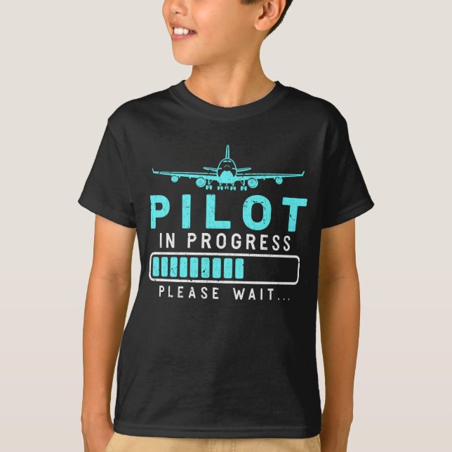 Pilotlastande flygplan framtida pilotflygplan t shirt (Framsida)