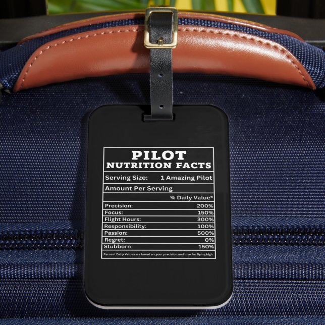 Pilotnäringsfakta – Rollig presentdesign för flyg Bagagebricka (Framsida Insitu 2)