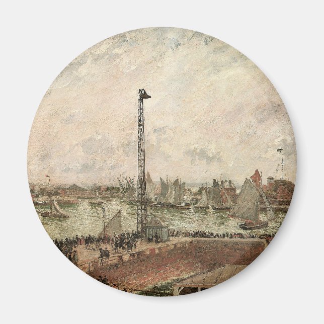 Pilot's Jetty, Le Havre, Disig av Camille Pissarro Magnet (Framsidan)