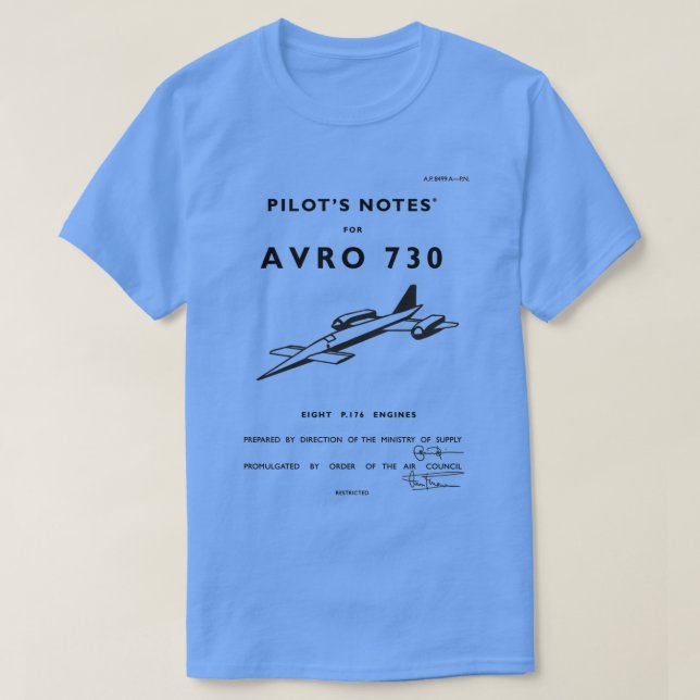 Pilots Notes for Avro  T Shirt (Design framsida)