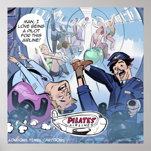 Pilots Pilates Airlines Funny Rick London Poster (Framsidan)