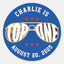 Pilottema med blå topp ett-stridsflygplan första f runt klistermärke