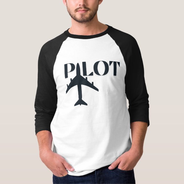 Pilottypografi & Flygplan, Minimalistisk, Enkel T Shirt (Framsida)