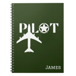 Pilottypografi & flygplan, minimalistisk, personli anteckningsbok