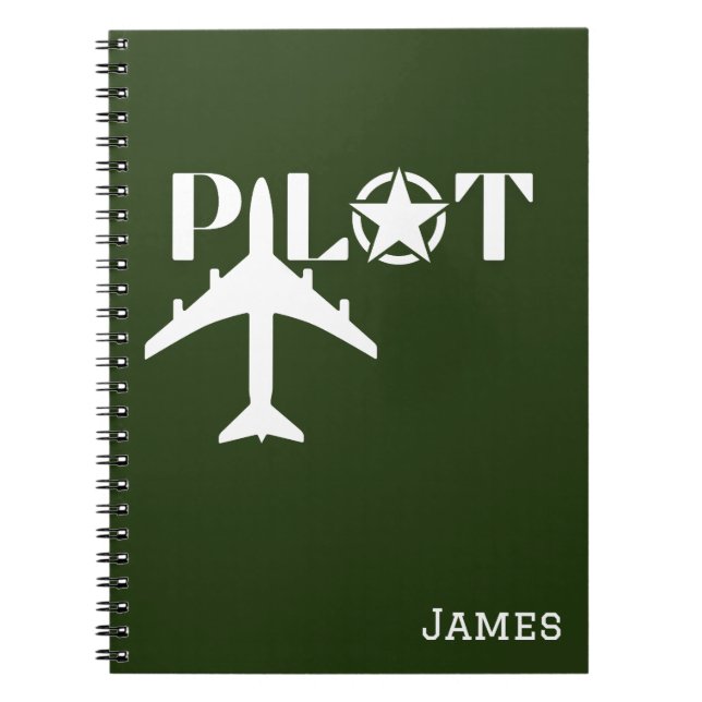 Pilottypografi & flygplan,minimalistisk,personlig anteckningsbok (Framsidan)