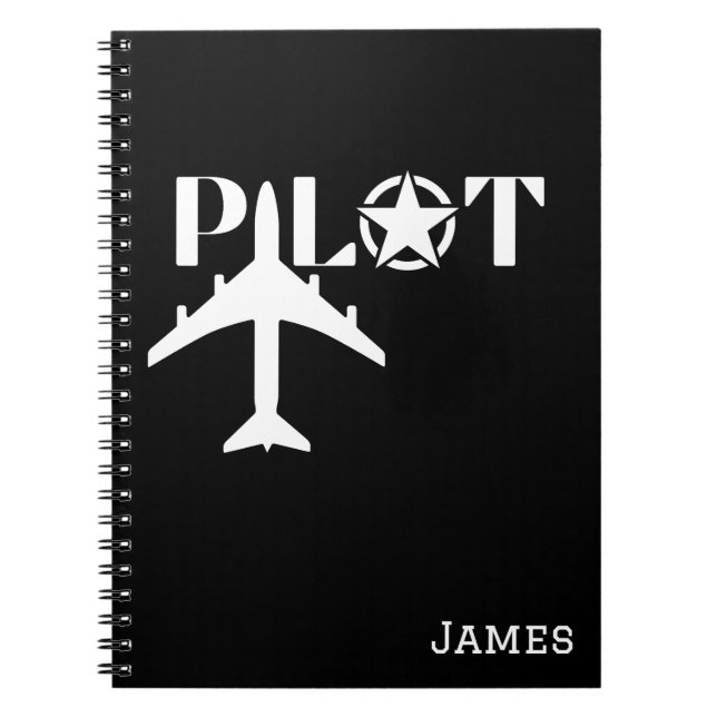 Pilottypografi & flygplan,minimalistisk,personlig anteckningsbok (Framsidan)