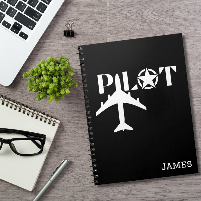 Pilottypografi & Flygplan,Minimalistisk,Personlig Anteckningsbok (Skapare uppladdad)