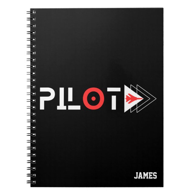 Pilottypografi och Jet-flygplan, minimalistisk, An Anteckningsbok (Framsidan)