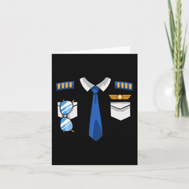 Pilotuniform Dräkt Flygplan Flygare Luftfart Ha Kort (Framsida)