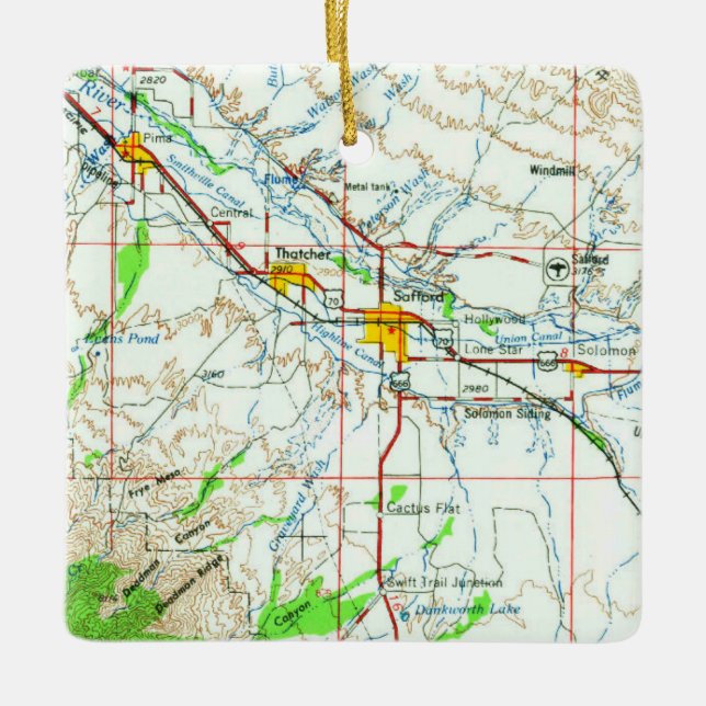 Pima AZ Vintage Topo Julgransprydnad Keramik (Framsida)