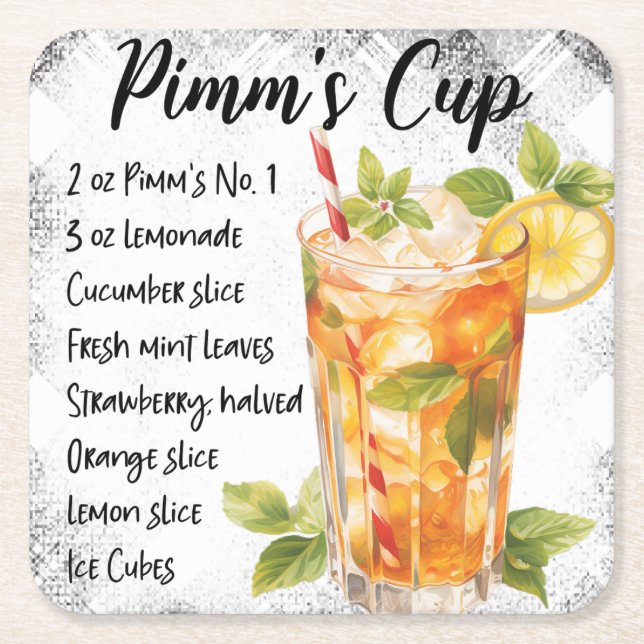 Pimm's Cup Underlägg Papper Kvadrat (Framsidan)