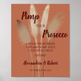 Pimp ditt Prosecco Pampas Grass Bröllop-tecken Poster