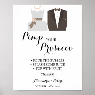 Pimpa din Prosecco brud & brudgumme bröllopsaffisc Poster