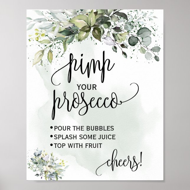 Pimpa din prosecco eukalyptus saftig grön skylt (Framsidan)