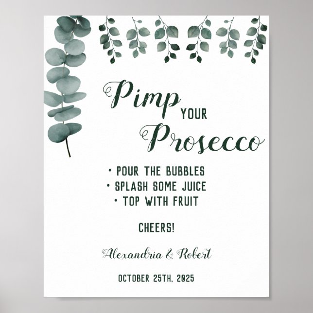 Pimpa din Prosecco grönska Eucalyptus Bröllop  Poster (Framsidan)