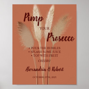 Pimpa din Prosecco Pampasgräs Bröllopsskylt Poster