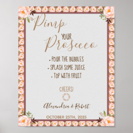 Pimpa din Prosecco Rosa Blommiga Ram Bröllop Poster