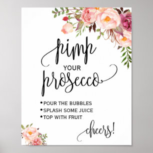 Pimpa din prosecco rosa bröllopsdusch skylt