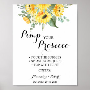 Pimpa din Prosecco Solrosar Grönt Bröllop Poster