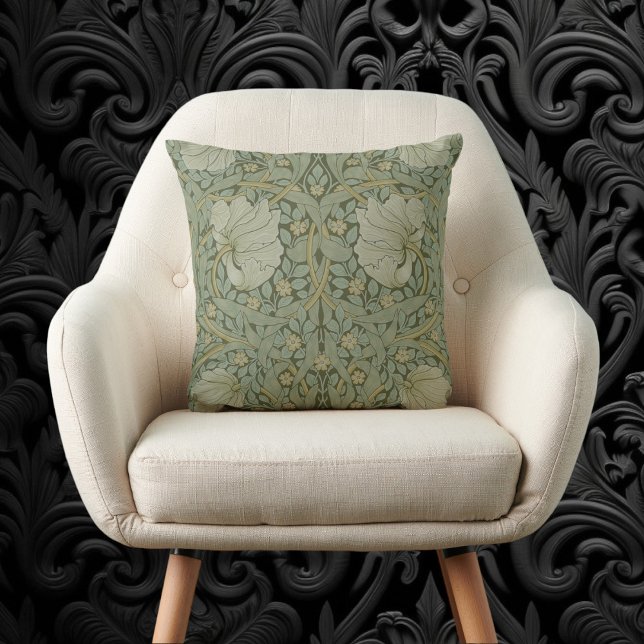Pimpernel av William Morris Vintage blomstermönste Kudde (Pimpernel by William Morris Vintage Floral Textile Throw Pillow)