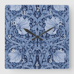 Pimpernel Blue Monotone, William Morris Fyrkantig Klocka