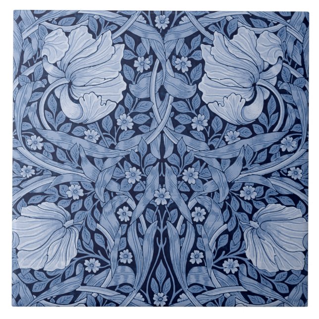 Pimpernel Blue Monotone, William Morris Kakelplatta (Framsidan)
