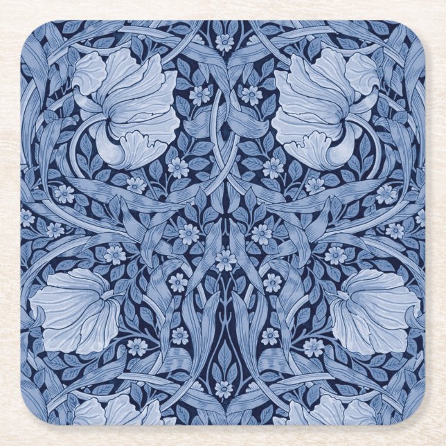Pimpernel Blue Monotone, William Morris Underlägg Papper Kvadrat (Framsidan)