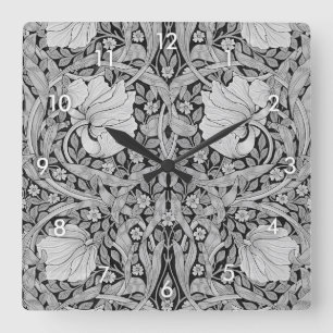 Pimpernel Grått Monotone, William Morris Fyrkantig Klocka