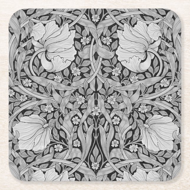 Pimpernel Grått Monotone, William Morris Underlägg Papper Kvadrat (Framsidan)