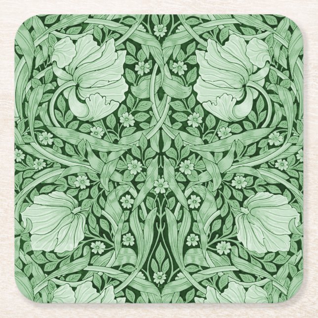 Pimpernel Grönt, William Morris Underlägg Papper Kvadrat (Framsidan)