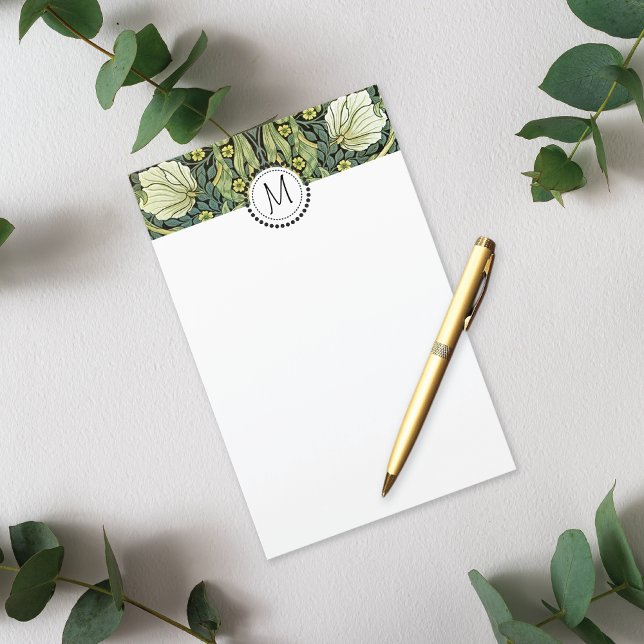 Pimpernel Gula blommor William Morris Monogram Brevpapper (Skapare uppladdad)