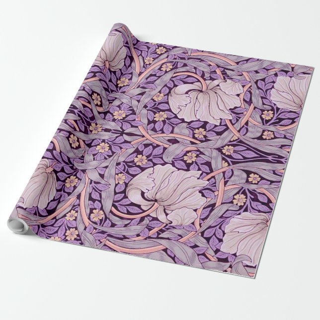 Pimpernel Lila, William Morris Presentpapper (Utrullad)