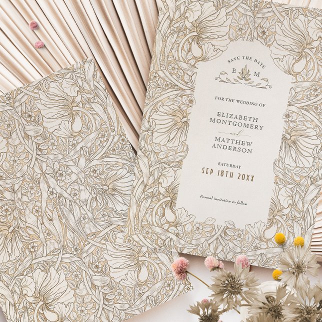Pimpernel Muted White Cream William Morris Inbjudningar (Skapare uppladdad)