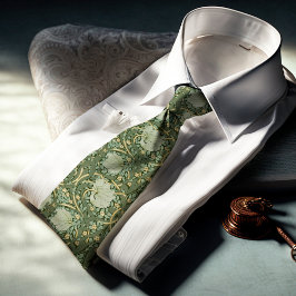 Pimpernel William Morris Mörk grönt Guld Mönster Slips