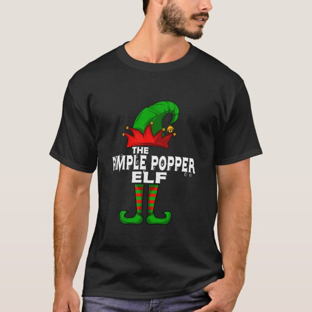 PIMPLE POPPER Elf-familjens julgruppmatchning T Shirt (Framsida)