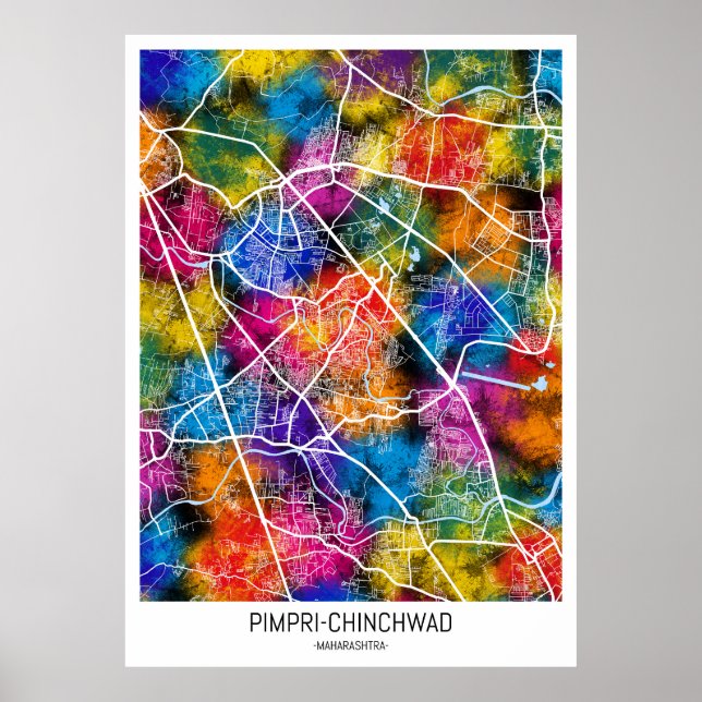 Pimpri-Chinchwad Maharashtra City Karta Poster (Framsidan)